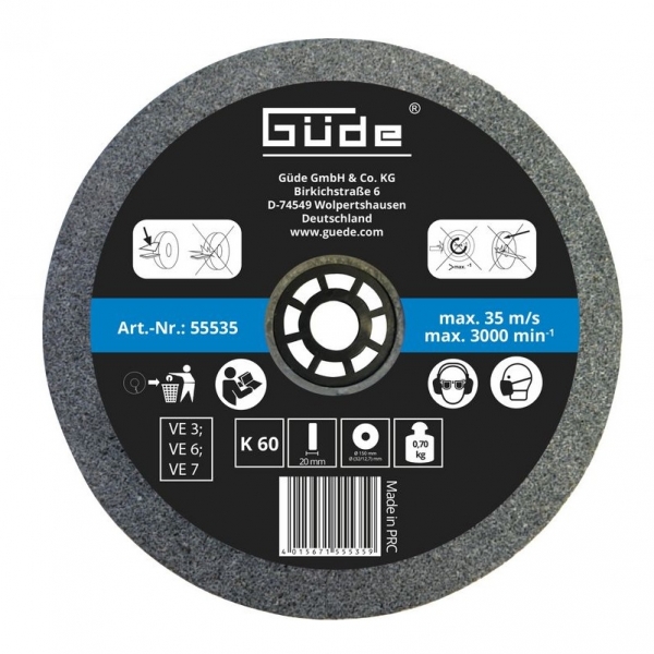 Disc abraziv pentru polizor de banc Guede GUDE55535 O150x20x32 mm granulatie K60