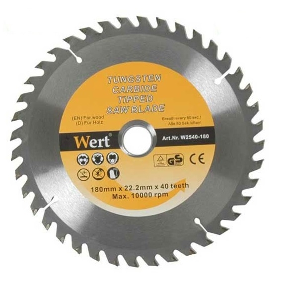 Disc pentru fierastrau circular tip TCT, taiere lemn Wert W2540-180, O180 mm